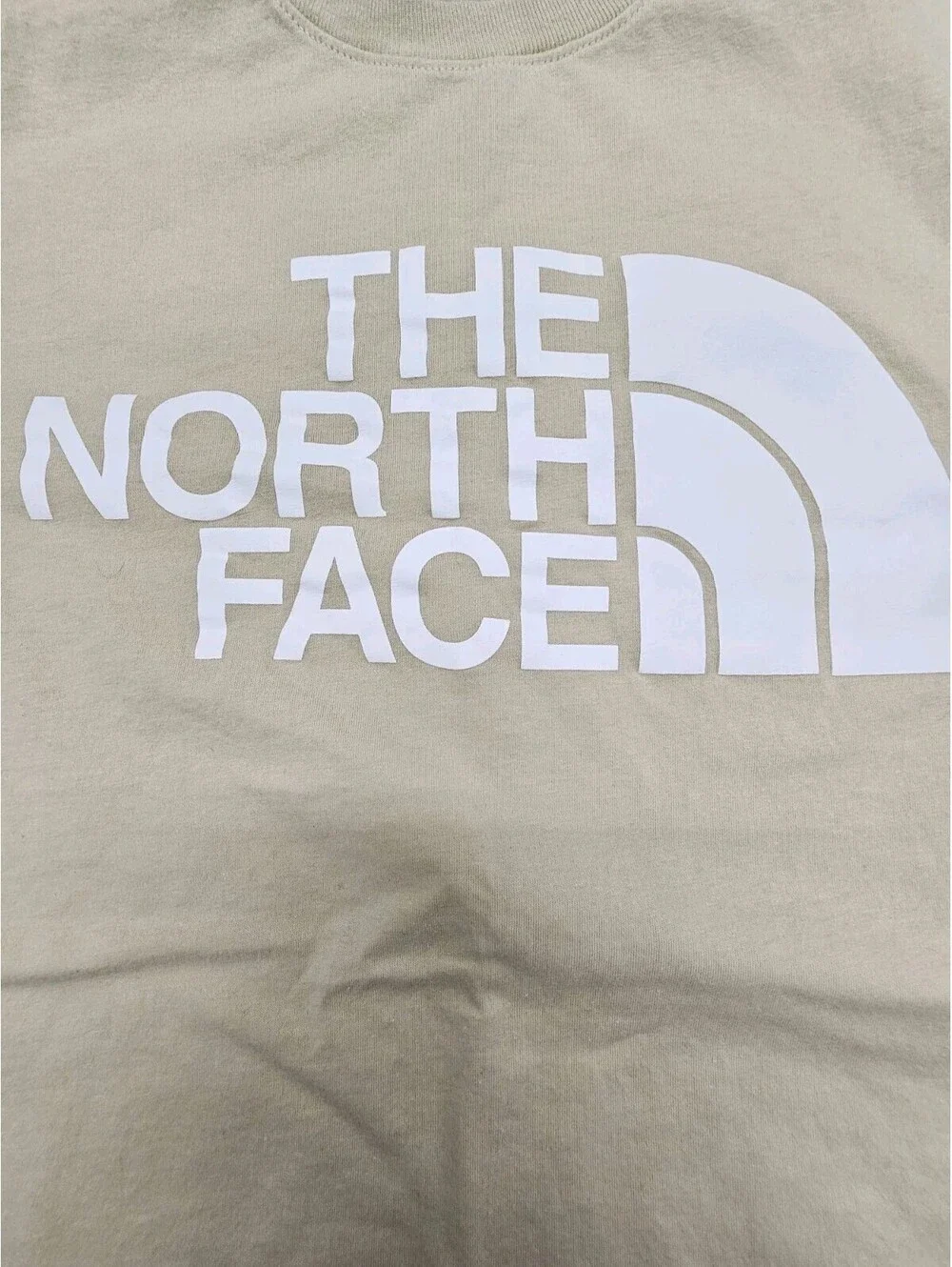 North Face Shirt Mens M Beige Big Logo Graphic Tee T-Shirt Outdoor Hiking